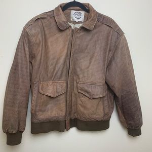 GLOBAL IDENTITY Vintage Leather Bomber Jacket